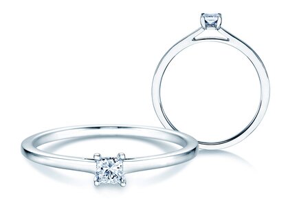 Anello di Fidanzamento Princess in platino 950/- con diamante 0,25ct G/SI