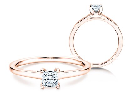 Anello di Fidanzamento Princess in 18K oro rosa con diamante 0,50ct G/SI