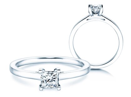 Anello di Fidanzamento Princess in 14K oro bianco con diamante 0,50ct G/SI