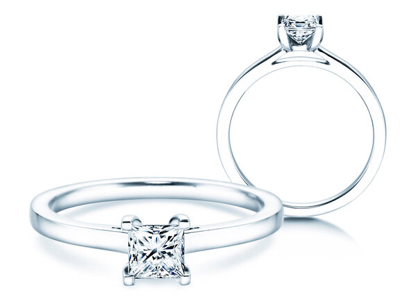 Anello di Fidanzamento Princess in 14K oro bianco con diamante 0,50ct G/SI