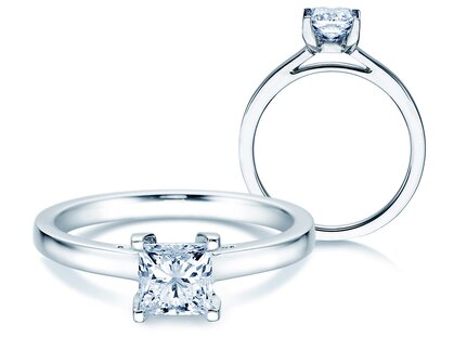 Anello di Fidanzamento Princess in platino 950/- con diamante 1,00ct G/SI