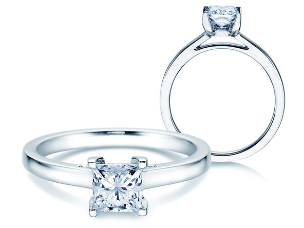 Anello di Fidanzamento Princess in 14K oro bianco con diamante 1,50ct G/SI