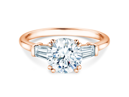 Anello di Fidanzamento Round Brilliant Tapered Baguette  in oro rosa