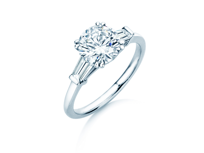 Anello di Fidanzamento Brilliant Tapered Baguette  in 14K oro bianco con diamanti 0,41ct G/SI