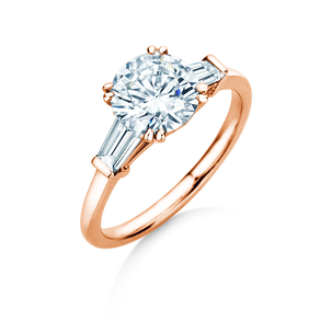 Anello di Fidanzamento Round Brilliant Tapered Baguette  in oro rosa