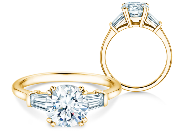 Anello di Fidanzamento Brilliant Tapered Baguette  in 9K oro giallo con diamanti 0,41ct G/SI