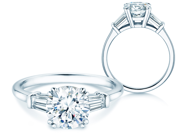 Anello di Fidanzamento Brilliant Tapered Baguette  in 14K oro bianco con diamanti 0,41ct G/SI