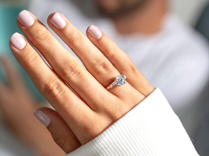 Anello di Fidanzamento Brilliant Tapered Baguette  in 14K oro bianco con diamanti 0,41ct G/SI