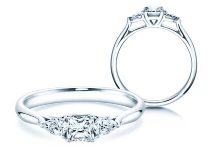 Anello di Fidanzamento Vivid Asscher in 14K oro bianco con diamanti 0,53ct G/SI