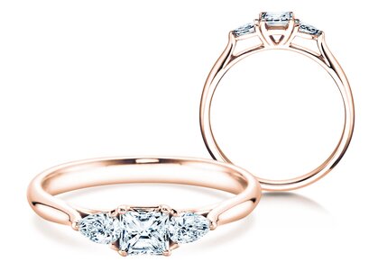 Anello di Fidanzamento Vivid Asscher in 14K oro rosa con diamanti 0,53ct G/SI