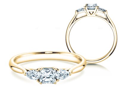 Anello di Fidanzamento Vivid Asscher in 14K oro giallo con diamanti 0,53ct G/SI