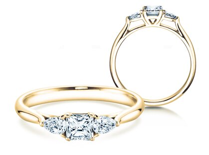 Anello di Fidanzamento Vivid Asscher in 14K oro giallo con diamanti 0,53ct G/SI