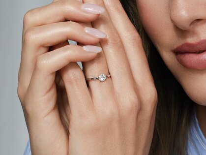 Anello di Fidanzamento Flower in 18K oro giallo con diamanti 0,33ct G/SI