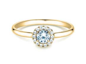 Anello di Fidanzamento Flower in 18K oro giallo con diamanti 0,33ct G/SI