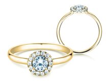 Anello di Fidanzamento Flower in 14K oro giallo con diamanti 0,49ct G/SI