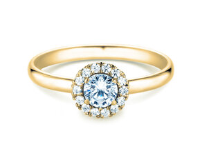 Anello di Fidanzamento Flower in 14K oro giallo con diamanti 0,49ct G/SI
