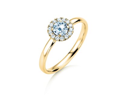 Anello di Fidanzamento Flower in 14K oro giallo con diamanti 0,49ct G/SI