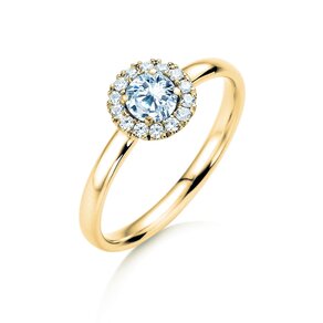 Anello di Fidanzamento Flower in 14K oro giallo con diamanti 0,49ct G/SI