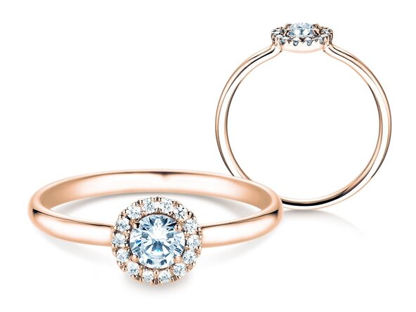 Anello di Fidanzamento Flower in 18K oro rosa con diamanti 0,33ct G/SI