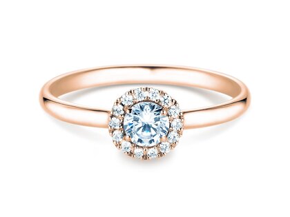 Anello di Fidanzamento Flower in 18K oro rosa con diamanti 0,33ct G/SI