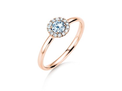 Anello di Fidanzamento Flower in 18K oro rosa con diamanti 0,33ct G/SI