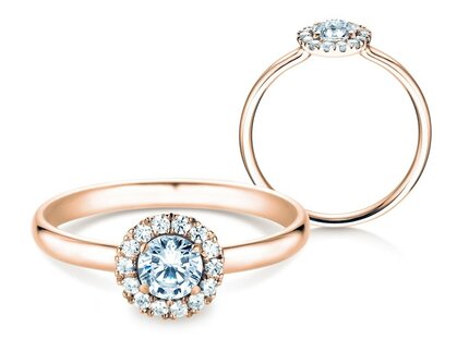 Anello di Fidanzamento Flower in 18K oro rosa con diamanti 0,49ct
