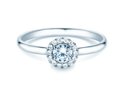 Anello di Fidanzamento Flower in 14K oro bianco con diamanti 0,33ct G/SI