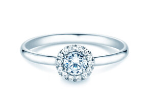 Anello di Fidanzamento Flower in 14K oro bianco con diamanti 0,33ct G/SI