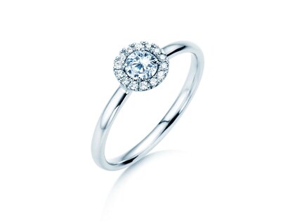 Anello di Fidanzamento Flower in 14K oro bianco con diamanti 0,33ct G/SI