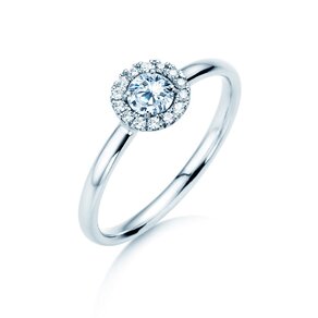 Anello di Fidanzamento Flower in 14K oro bianco con diamanti 0,33ct G/SI