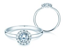 Anello di Fidanzamento Flower in 14K oro bianco con diamanti 0,49ct G/SI