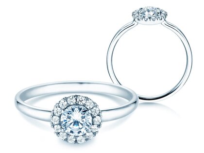 Anello di Fidanzamento Flower in 18K oro bianco con diamanti 0,77ct G/SI