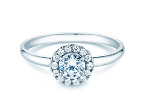 Anello di Fidanzamento Flower in 18K oro bianco con diamanti 0,77ct G/SI