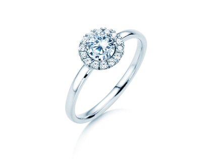Anello di Fidanzamento Flower in 18K oro bianco con diamanti 0,77ct G/SI