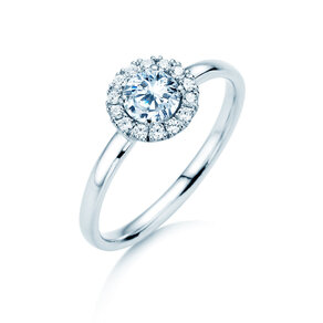 Anello di Fidanzamento Flower in 18K oro bianco con diamanti 0,77ct G/SI