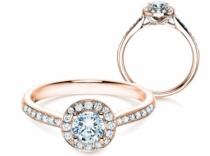 Anello di Fidanzamento Halo Classic in 18K oro rosa con diamanti 0,78ct G/SI