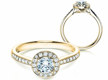 Anello di Fidanzamento Halo Classic in 18K oro giallo con diamanti 0,78ct G/SI