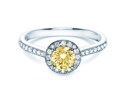 Anello di Fidanzamento Halo Intense in 18K oro bianco con diamanti 0,78ct