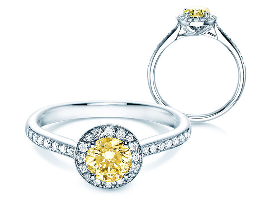 Anello di Fidanzamento Halo Intense in 18K oro bianco con diamanti 0,78ct