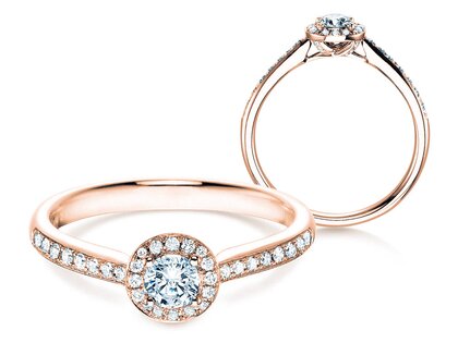 Anello di Fidanzamento Halo Petite in 18K oro rosa con diamanti 0,50ct G/SI