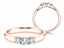 Anello di Fidanzamento 3 Stones in 18K oro rosa con diamanti 0,20ct G/SI
