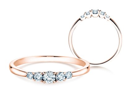 Anello di Fidanzamento 5 Diamonds in 18K oro rosa con diamanti 0,15ct G/SI