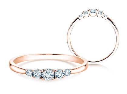 Anello di Fidanzamento 5 Diamonds in 14K oro rosa con diamanti 0,15ct G/SI