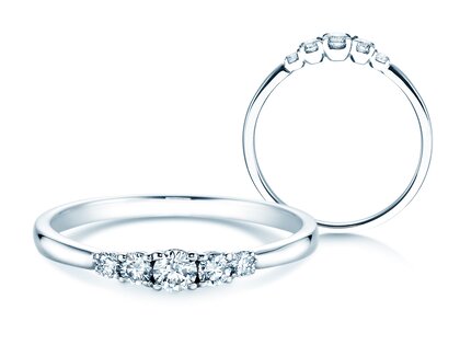 Anello di Fidanzamento 5 Diamonds in 18K oro bianco con diamanti 0,25ct G/SI