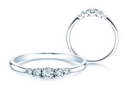 Anello di Fidanzamento 5 Diamonds in platino 950/- con diamanti 0,25ct G/SI