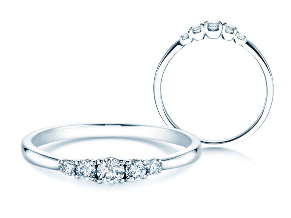 Anello di Fidanzamento 5 Diamonds in 18K oro bianco con diamanti 0,25ct G/SI