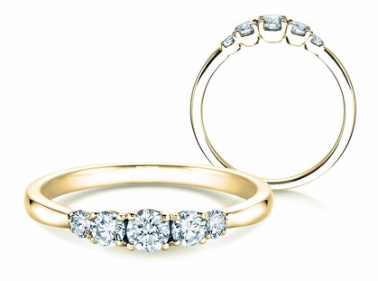 Anello di Fidanzamento 5 Diamonds in 18K oro giallo con diamanti 0,40ct G/SI