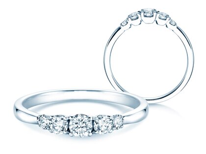 Anello di Fidanzamento 5 Diamonds in platino