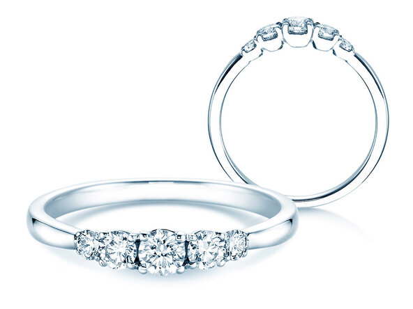 Anello di Fidanzamento 5 Diamonds in platino