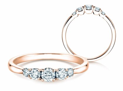 Anello di Fidanzamento 5 Diamonds in 14K oro rosa con diamanti 0,40ct